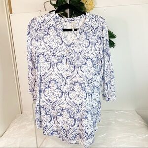 Grand & Greene Womens 3/4 Sleeve Lightweight Printed Beach Top Cover up! Small